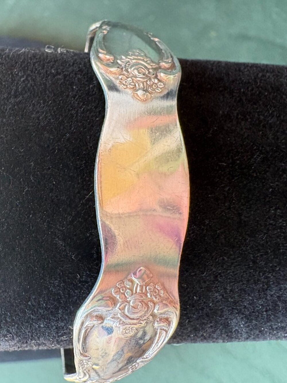 Vintage Handcrafted Silverplate Spoon Cuff Bracelet Oneida Wm A Rogers